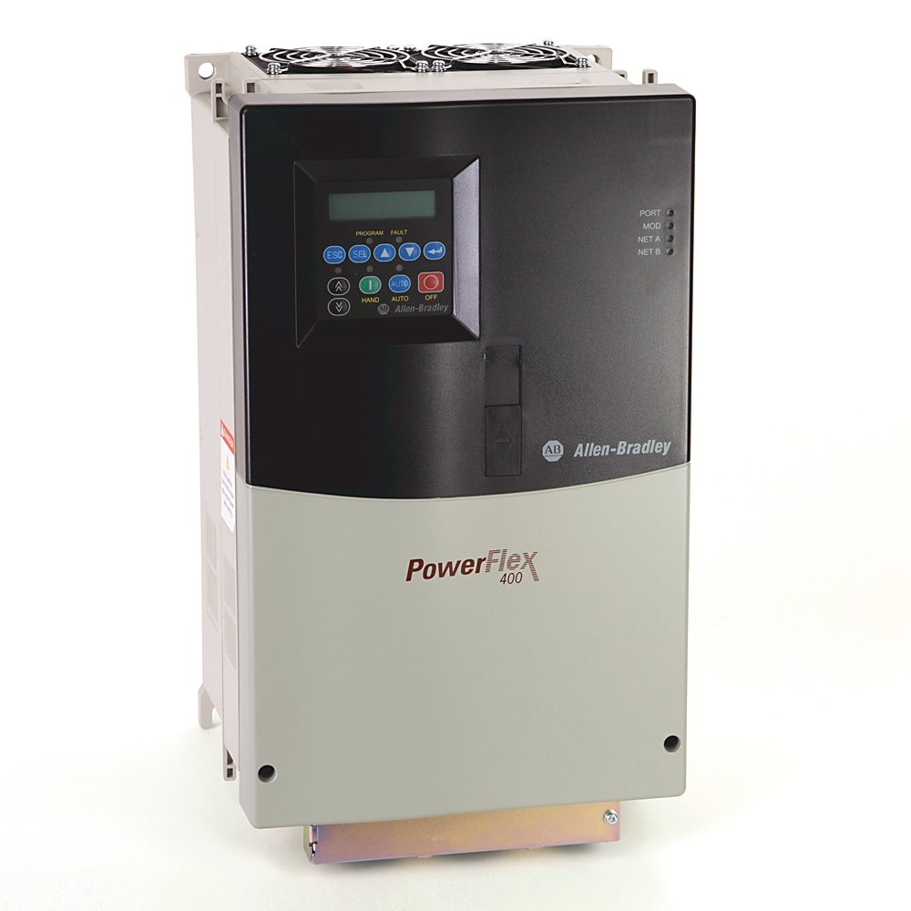 PowerFlex 400, Fan & Pump Drive. 240 (208) VAC, 3 PH. 65 Amps. 20 HP,Frame Size D, IP30 (NEMA 1 / UL Type 1). Fixed Keypad. RS485 (without Brake IGBT)