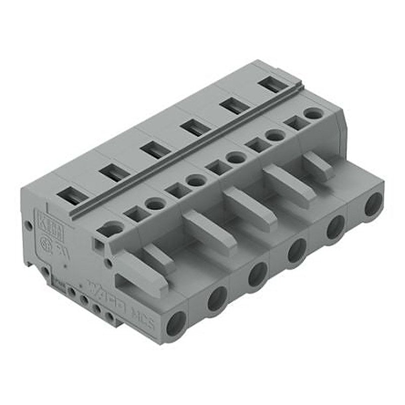 WAGO 231 Series Snap-in Pluggable Connector Female Cage Clamp, 6-Pole, 16A, 6-Way