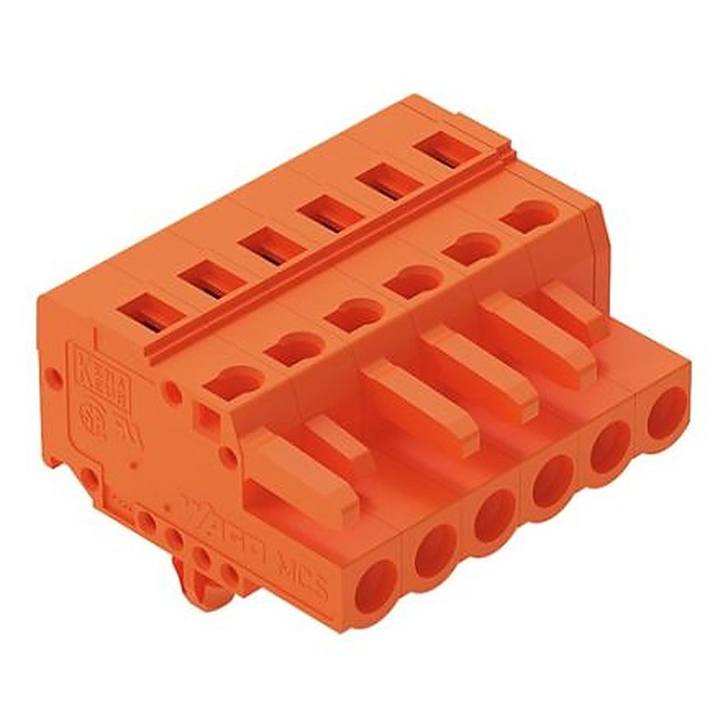 WAGO 231 Series Snap-in Pluggable Connector Female Cage Clamp, 6-Pole, 16A, 6-Way