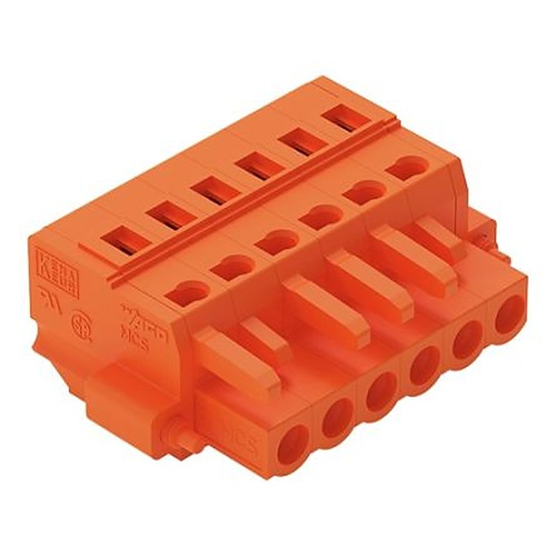 WAGO 231 Series Snap-in Pluggable Connector Female Cage Clamp, 6-Pole, 16A, 6-Way