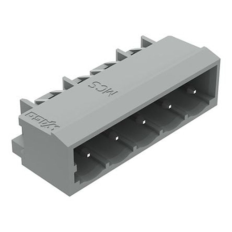 WAGO 231 Series Angled PCB PCB Header, 5 Contact(s), 5 mm Pitch, 1 Row, Shrouded