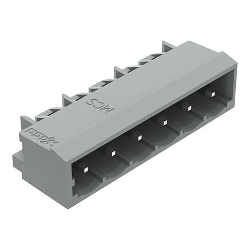 WAGO 231 Series Angled Horizontal and Vertical Mount PCB Header, 6 Contact(s), 5 mm Pitch, 1 Row, Shrouded
