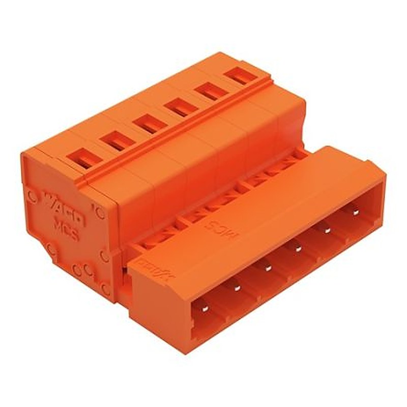 WAGO 231 Series Snap-in Pluggable Connector Male Cage Clamp, 6-Pole, 12A, 6-Way