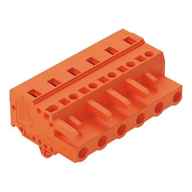 WAGO 231 Series Snap-in Pluggable Connector Female Cage Clamp, 6-Pole, 16A, 6-Way