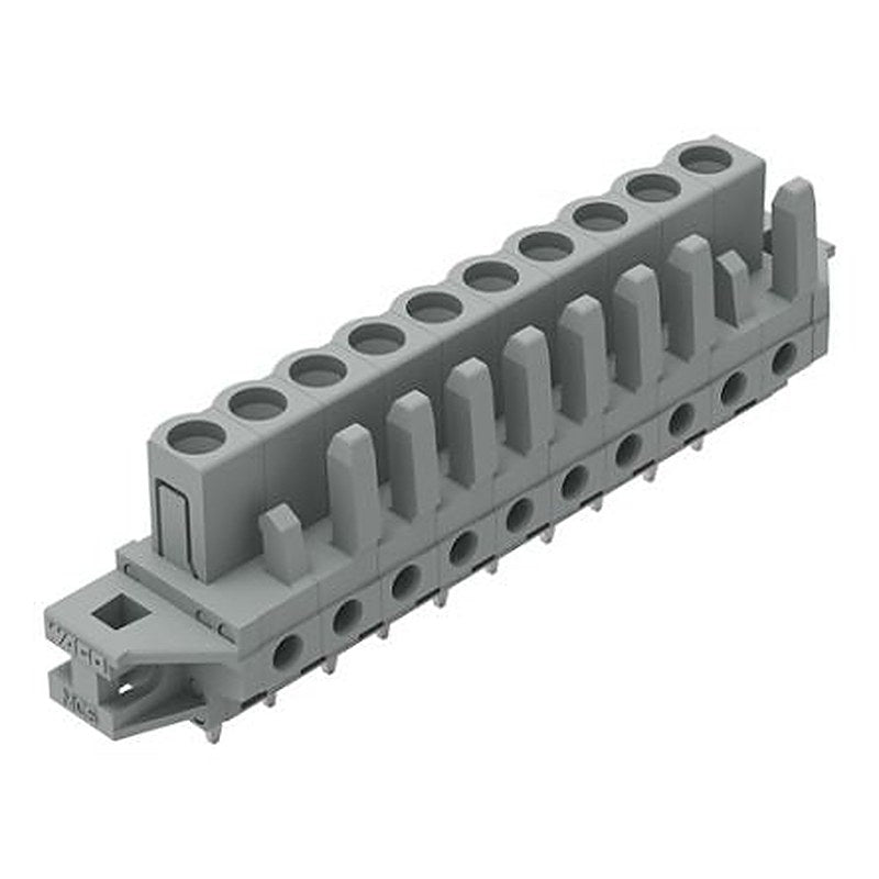 WAGO 232 Series Straight PCB PCB Header, 10-Contact, 1 Row, 5 mm Pitch Solder