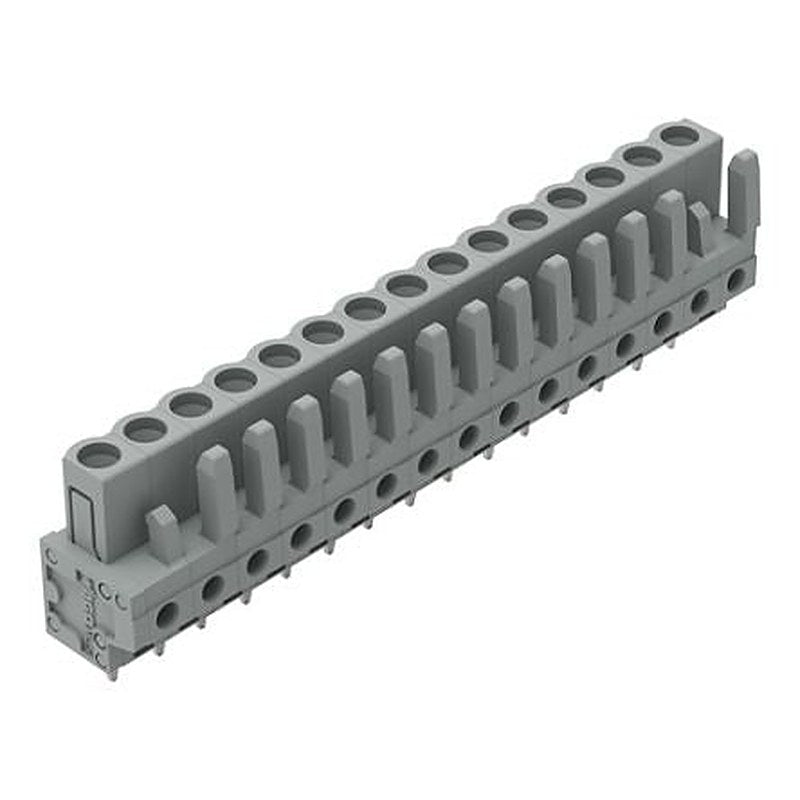 WAGO 232 Series Straight PCB PCB Header, 15-Contact, 1 Row, 5 mm Pitch Solder