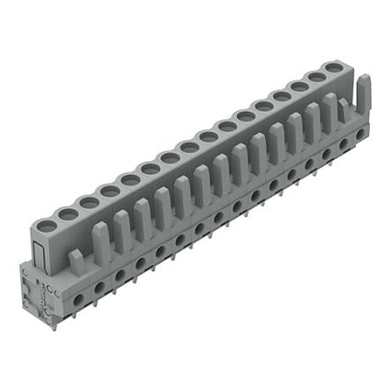 WAGO 232 Series Straight PCB PCB Header, 16-Contact, 1 Row, 5 mm Pitch Solder