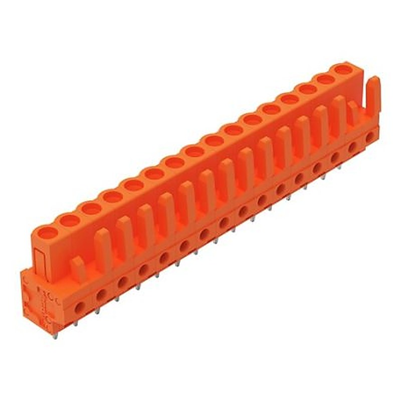 WAGO 232 Series Straight PCB PCB Header, 16-Contact, 1 Row, 5.08 mm Pitch Solder