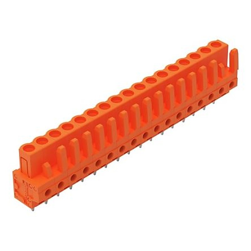 WAGO 232 Series Straight PCB PCB Header, 17-Contact, 1 Row, 5.08 mm Pitch Pin