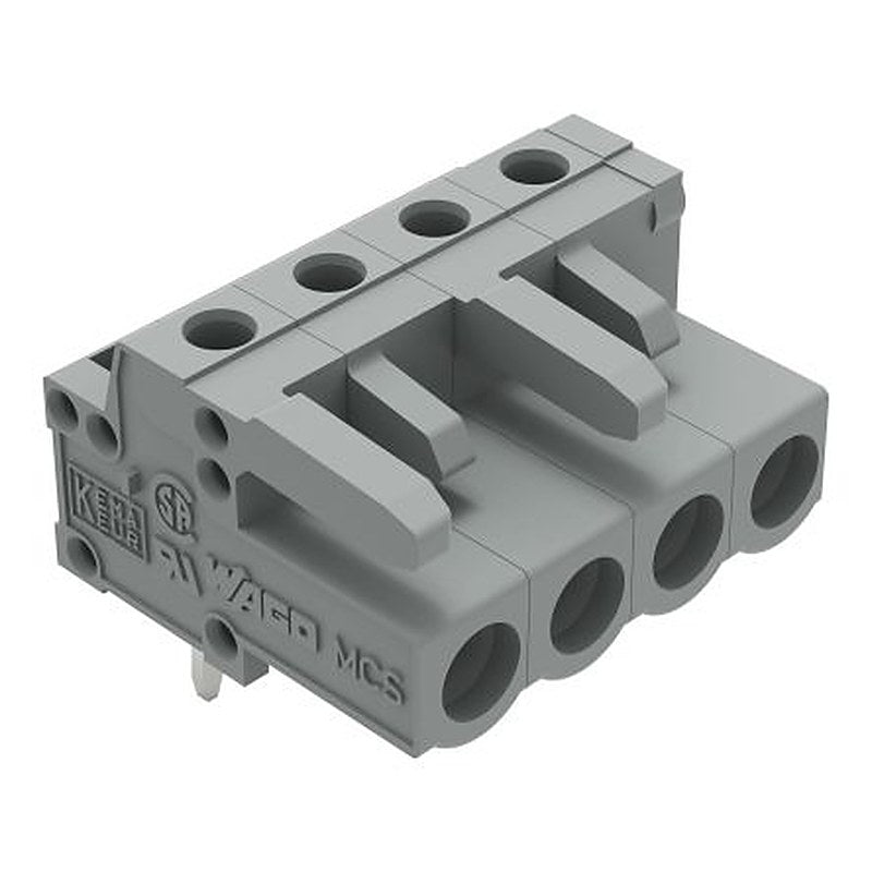 WAGO 232 Series Angled PCB PCB Header, 4-Contact, 1 Row, 5 mm Pitch Solder