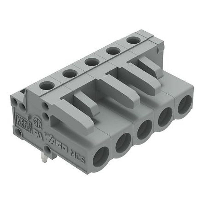 WAGO 232 Series Angled PCB PCB Header, 5-Contact, 1 Row, 5 mm Pitch Solder
