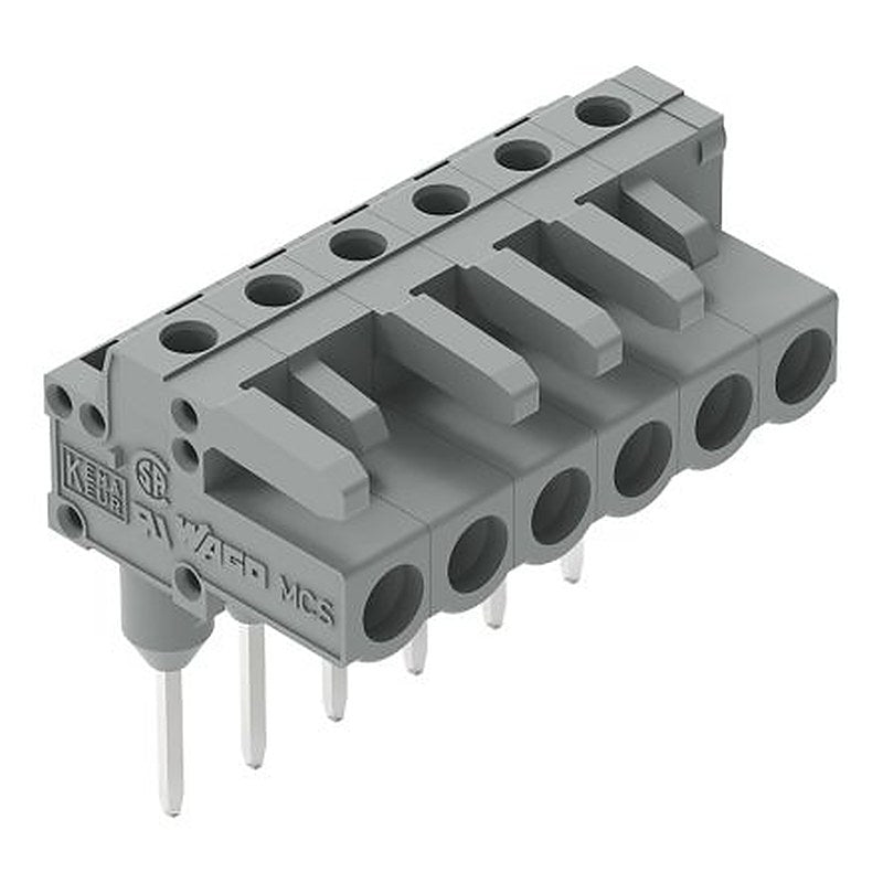 WAGO 232 Series Angled Rail PCB Connector, 6-Contact, 1 Row, 5 mm Pitch Plug-In