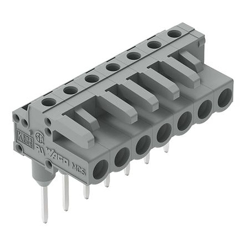 WAGO 232 Series Angled Rail PCB Connector, 7-Contact, 1 Row, 5 mm Pitch Socket