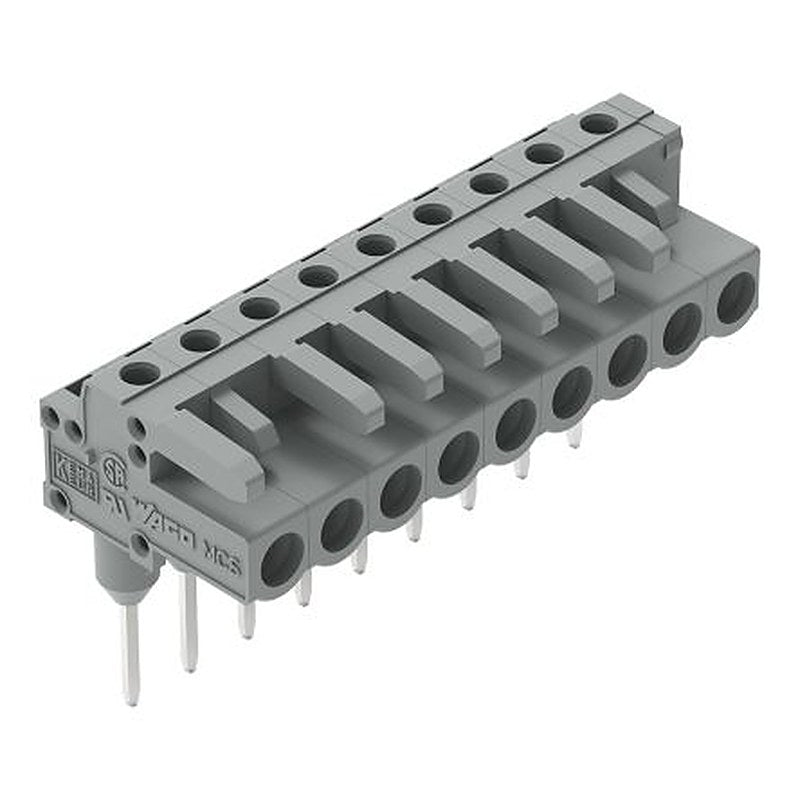 WAGO 232 Series Angled Rail PCB Connector, 9-Contact, 1 Row, 5 mm Pitch Solder Pin