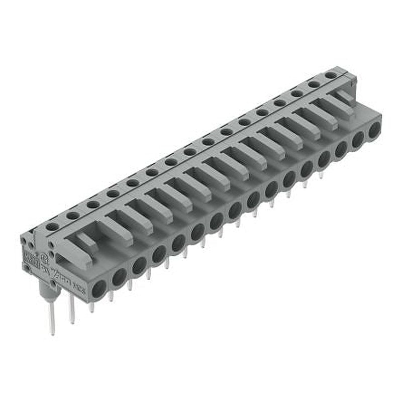 WAGO 232 Series Angled PCB PCB Header, 16-Contact, 1 Row, 5 mm Pitch Solder