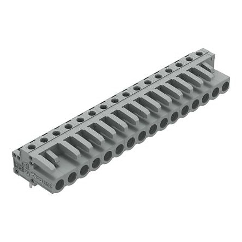 WAGO 232 Series Angled PCB PCB Header, 16-Contact, 1 Row, 5 mm Pitch Solder
