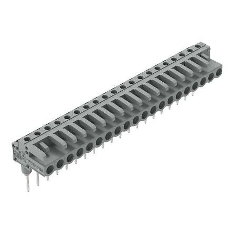 WAGO 232 Series Angled Rail PCB Connector, 20-Contact, 1 Row, 5 mm Pitch Plug-In