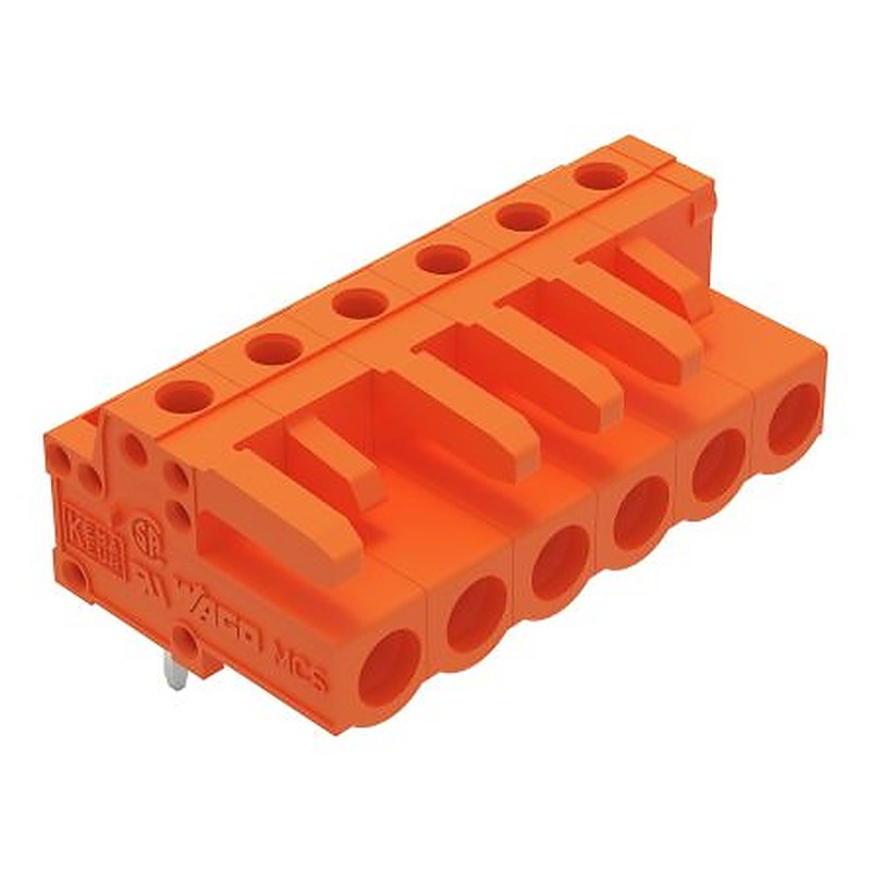 WAGO 232 Series Angled PCB PCB Header, 6-Contact, 1 Row, 5.08 mm Pitch Solder Pin