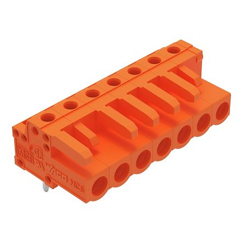 WAGO 232 Series Angled PCB PCB Header, 7-Contact, 1 Row, 5.08 mm Pitch Solder