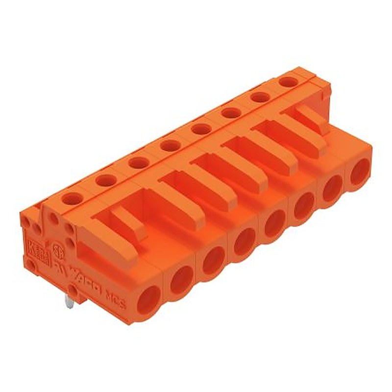 WAGO 232 Series Angled PCB PCB Header, 8-Contact, 1 Row, 5.08 mm Pitch Solder Pin