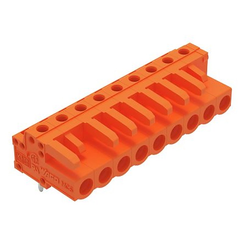 WAGO 232 Series Angled PCB PCB Header, 9-Contact, 1 Row, 5.08 mm Pitch Pin