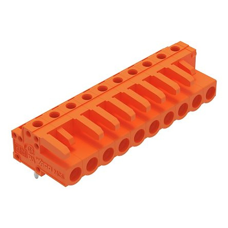 WAGO 232 Series Angled PCB PCB Header, 10-Contact, 1 Row, 5.08 mm Pitch Solder