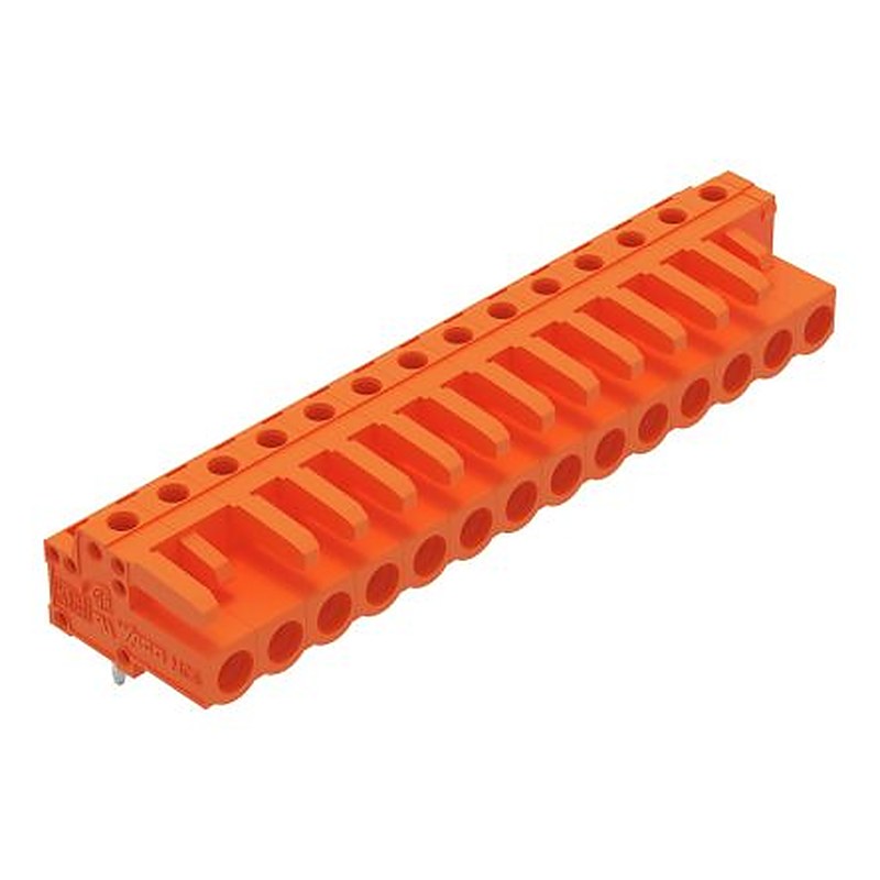 WAGO 232 Series Right Angle PCB PCB Header, 14-Contact, 1 Row, 5.08 mm Pitch Plug-In
