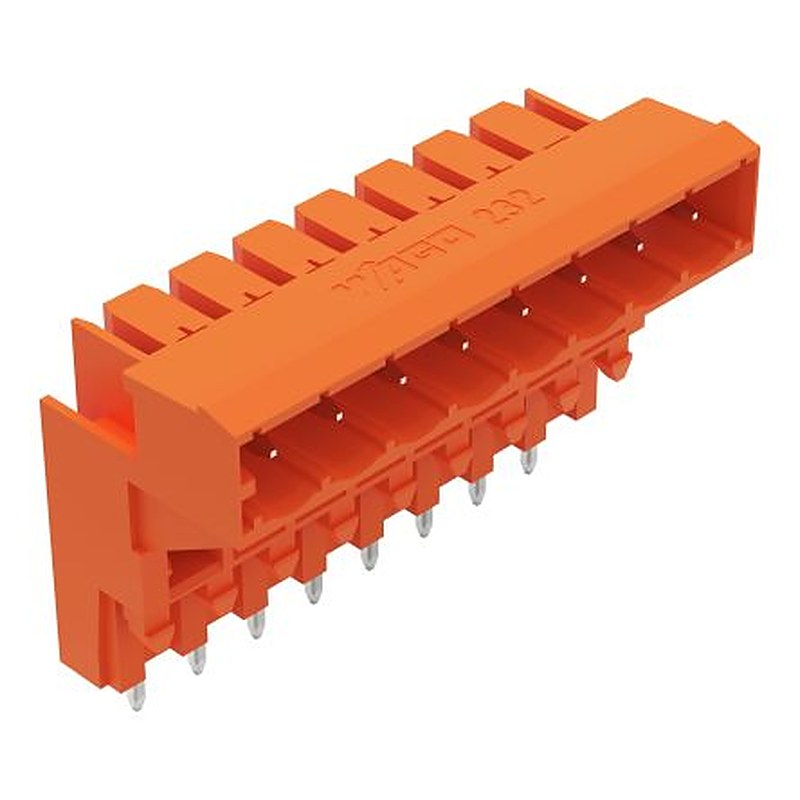 WAGO 232 Series Angled PCB PCB Header, 8 Contact(s), 5.08 mm Pitch, 1 Row, Shrouded