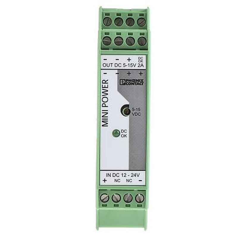 Phoenix Contact MINI-PS-12-24DC/5-15DC/2 DC/DC Converter, 12V dc/ 2 A, 32V dc Input, 12V dc Input, DIN Rail 24 W, 70 °C