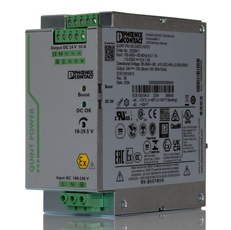 Phoenix Contact QUINT POWER Switched Mode DIN Rail Power Supply 264V ac AC Input 29.5V dc, 10 A Output DC 240 W