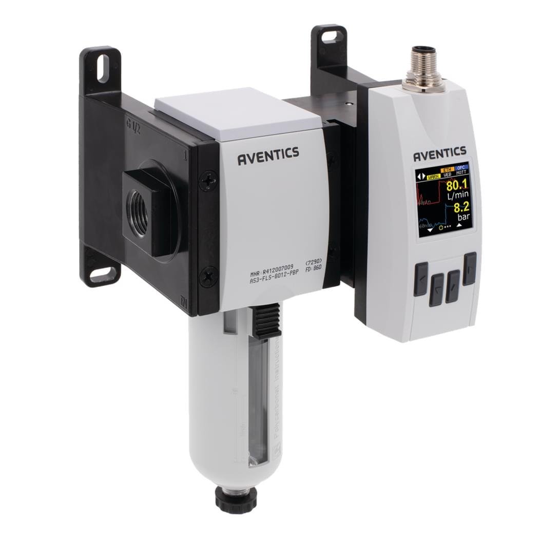 The AVENTICS series AF2 are flow sensors that monitor air consumption in pneumatic systems, enabling rapid intervention in the event of leakage. The Series AF2 helps to optimize energy consumption, prevent machine downtime and cut costs. IIoT-enabled flow sensor Suitable for standard applications Easy to assemble and operate Small size for optimal use of installation space Coloured and rotatable OLED display Measures flow, pressure and temperature Easy integration into maintenance units or as a stand-alone 