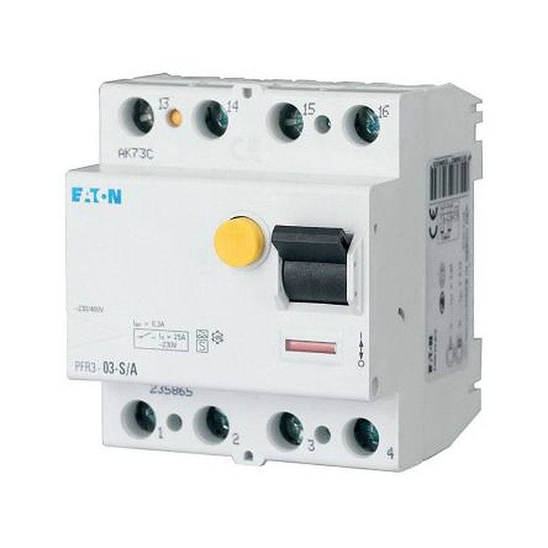 Eaton PFR Series Residual Current Circuit Breaker, 25A, 4-Pole, 1 mA, Type A 400V ac