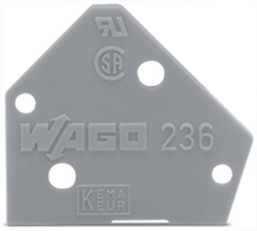 WAGO 236 Series End Plate for Use with Rail Mount Terminal Blocks
