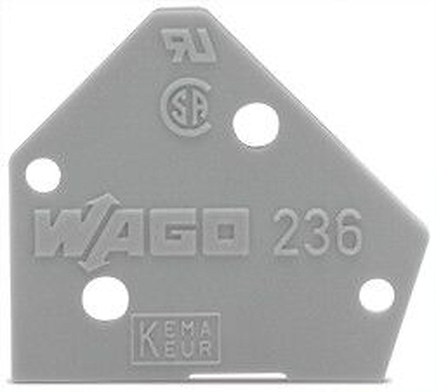 WAGO, 236 Polyamide 66 End Plate for use with PCB Terminal Blocks & Pluggable Connectors