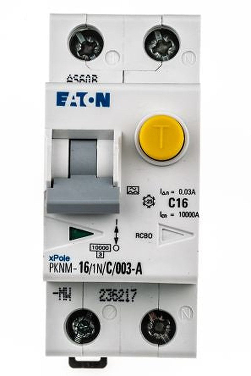 Eaton PKNM Series Residual Current Device, 16A, 2-Pole, 30 mA, Type C, 10 kA 230V ac