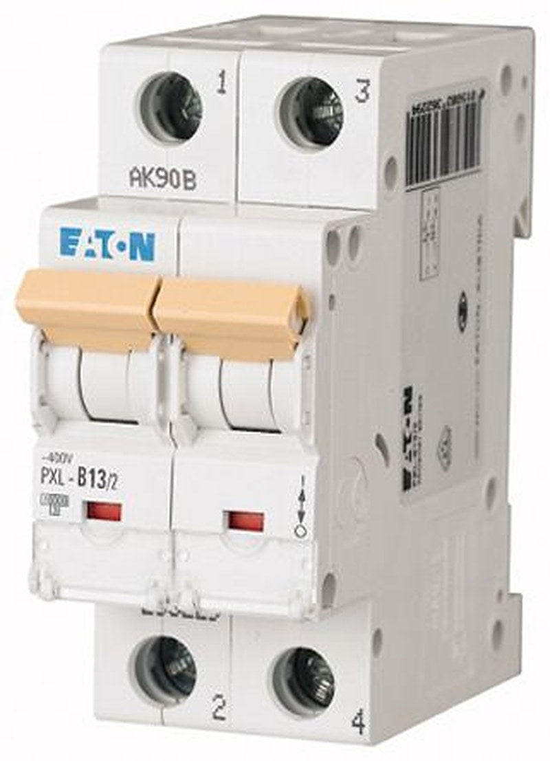 Eaton xPole PXL Miniature Circuit Breaker, 2-Pole, 13A, Type B, 400V ac AC, 48 V dc DC, 10 kA Breaking Capacity