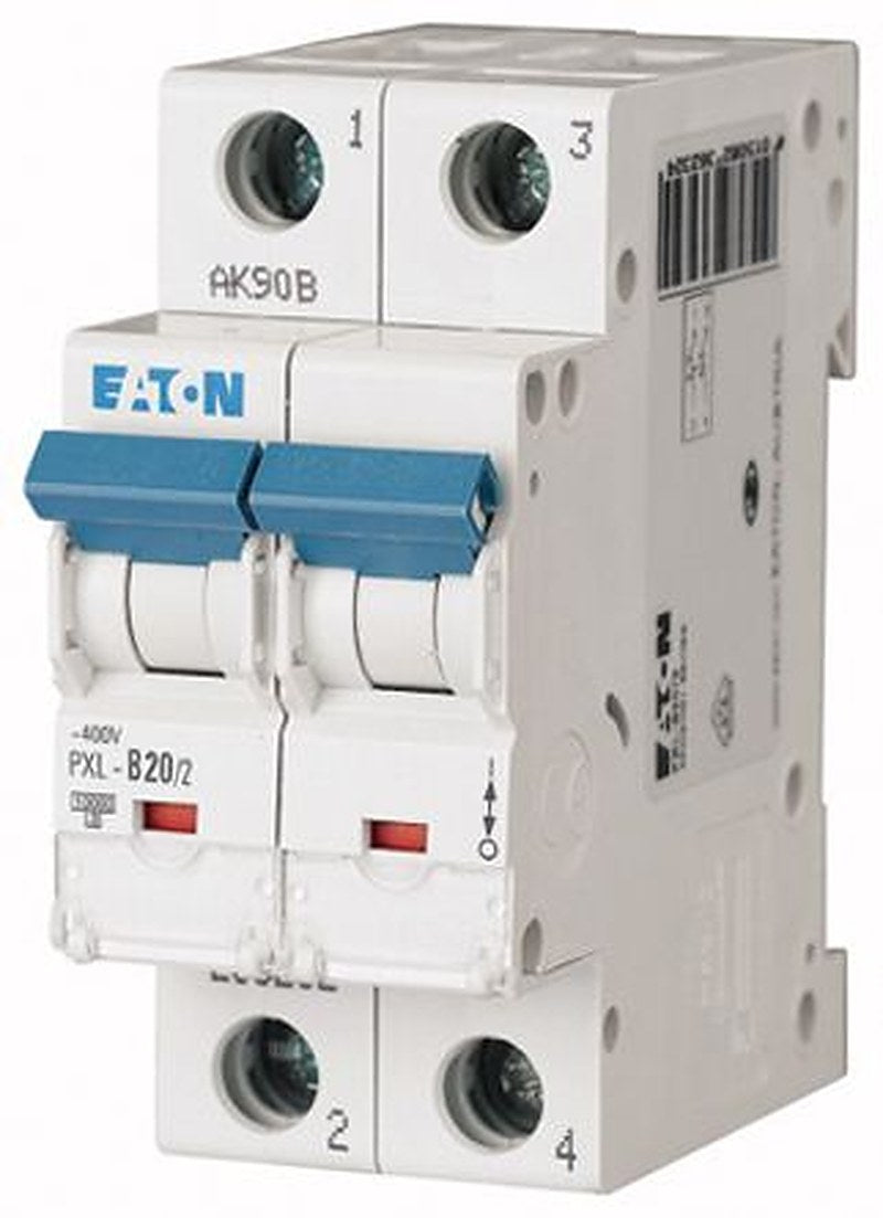 Eaton xPole PXL Miniature Circuit Breaker, 2-Pole, 20A, Type B, 400V ac AC, 48 V dc DC, 10 kA Breaking Capacity