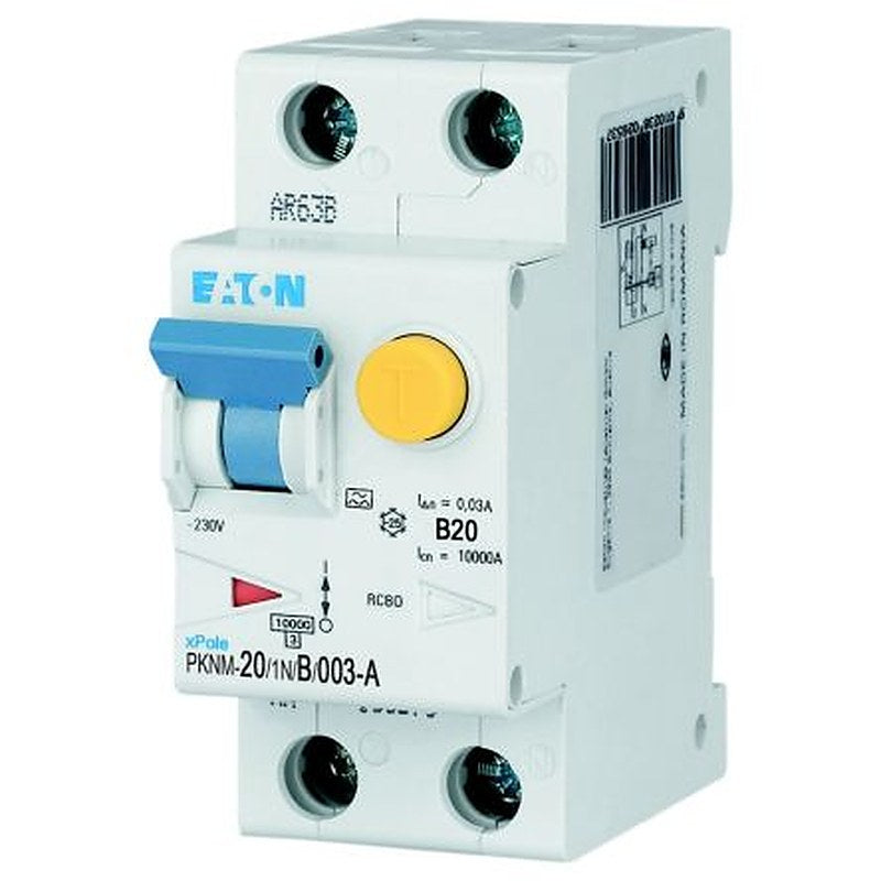 Eaton PKNM Series Residual Current Circuit Breaker, 20A, 2-Pole, 30 mA, Type B, 10 kA 230V ac