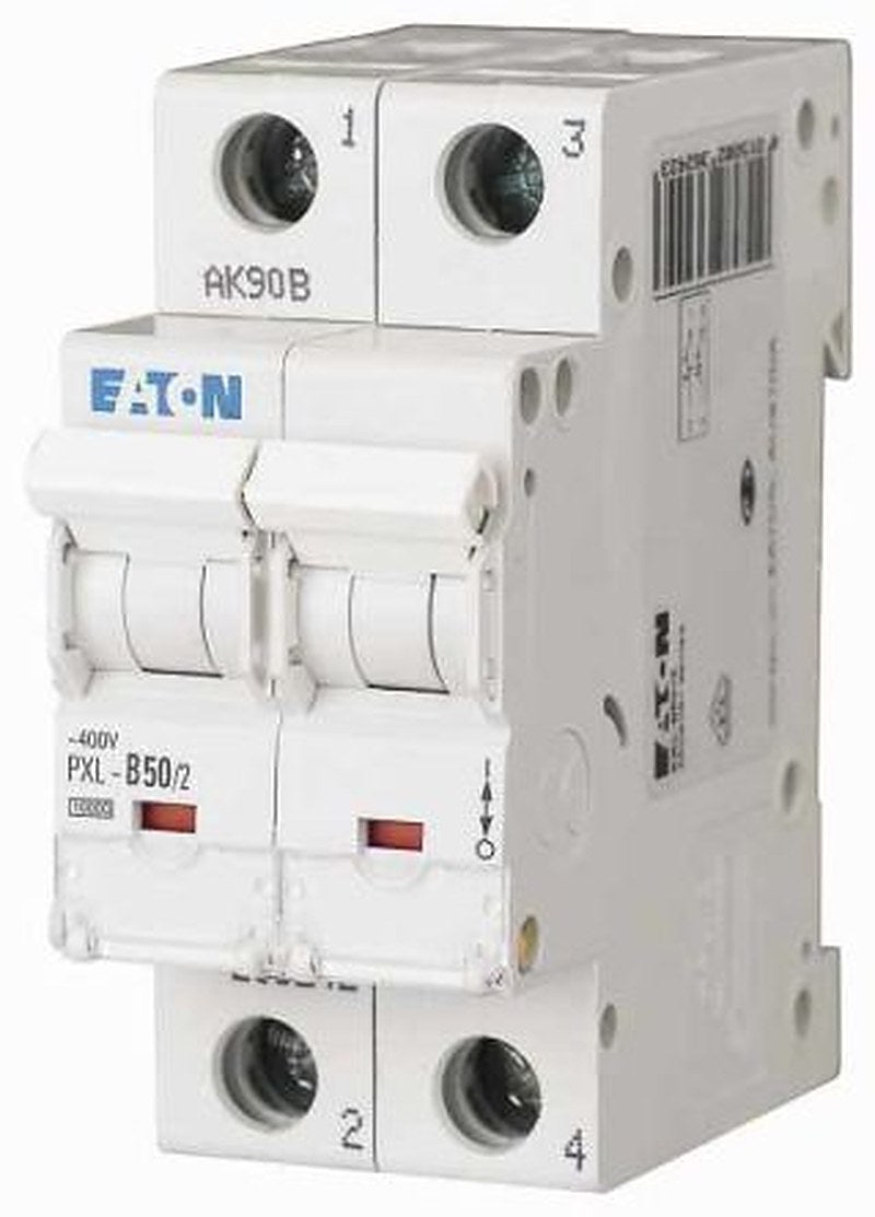 Eaton xPole PXL Miniature Circuit Breaker, 2-Pole, 50A, Type B, 400V ac AC, 48 V dc DC, 10 kA Breaking Capacity