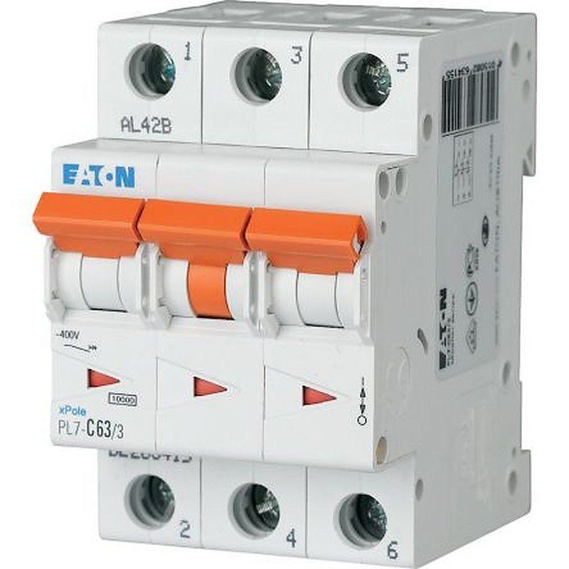 Eaton xPole - PXL PXL Miniature Circuit Breaker, 3-Pole, 63A, Type B, 400V ac AC, 10 kA Breaking Capacity