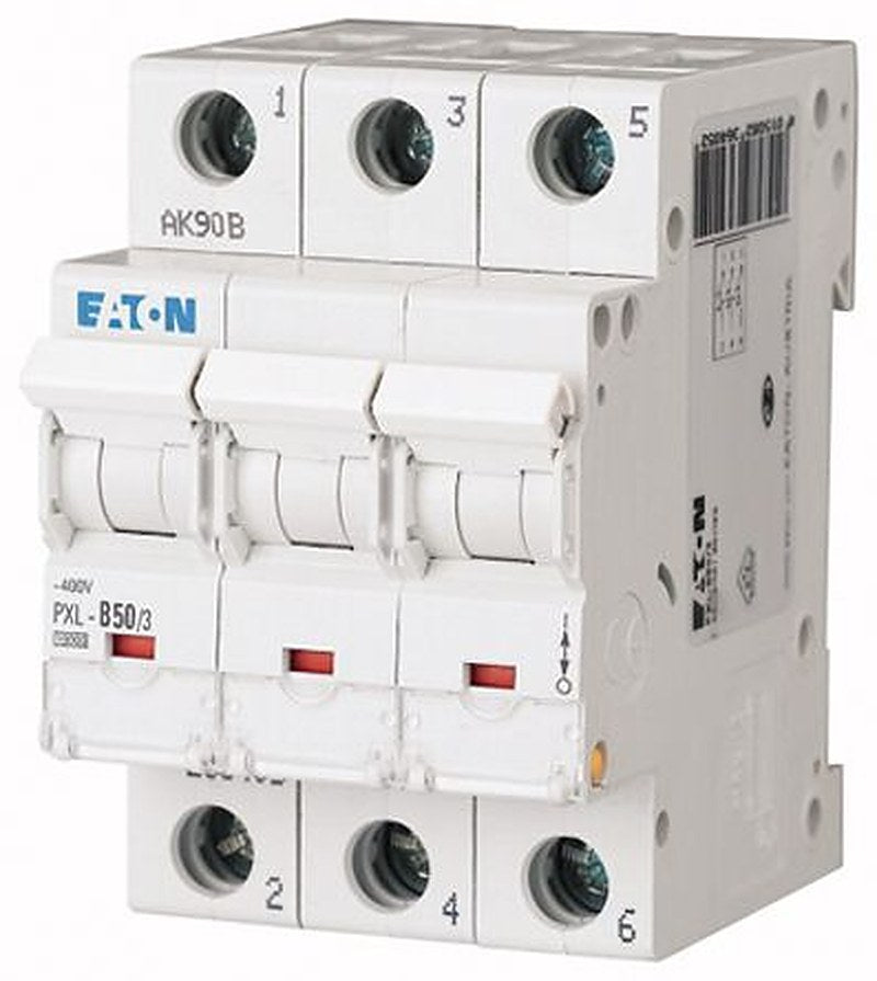 Eaton xPole PXL Miniature Circuit Breaker, 3-Pole, 50A, Type C, 400V ac AC, 48 V dc DC, 10 kA Breaking Capacity