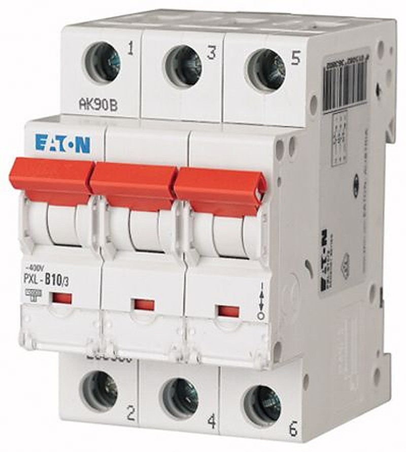 Eaton xPole PXL Miniature Circuit Breaker, 3-Pole, 10A, Type D, 400V ac AC, 48 V dc DC, 10 kA Breaking Capacity