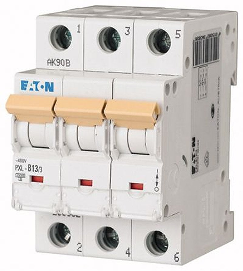 Eaton xPole PXL Miniature Circuit Breaker, 3-Pole, 13A, Type D, 400V ac AC, 48 V dc DC, 10 kA Breaking Capacity