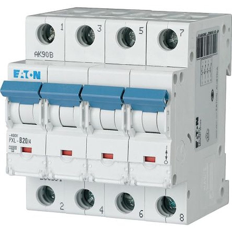 Eaton xPole - PXL PXL Miniature Circuit Breaker, 4-Pole, 20A, Type B, 400V ac AC, 10 kA Breaking Capacity