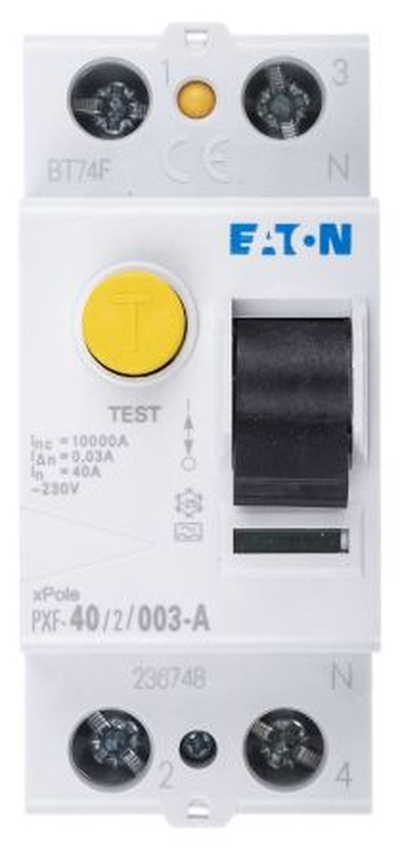 Eaton PXF-A Series Residual Current Circuit Breaker, 40A, 1-Pole, 30 mA, Type A, 500 A 230V ac