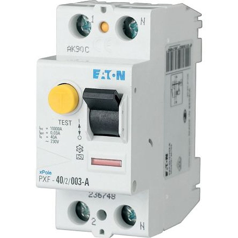 Eaton PXF Series Residual Current Circuit Breaker, 40A, 2-Pole, 500 mA, Type A, 500 A 230V ac