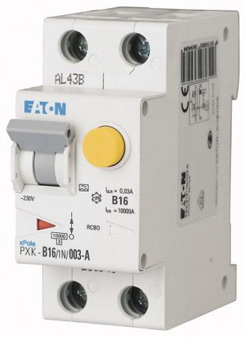 Eaton Residual Current Circuit Breaker with Overload Protection, 16A Current Rating, 1-Pole, 30 mA Trip Sensitivity,