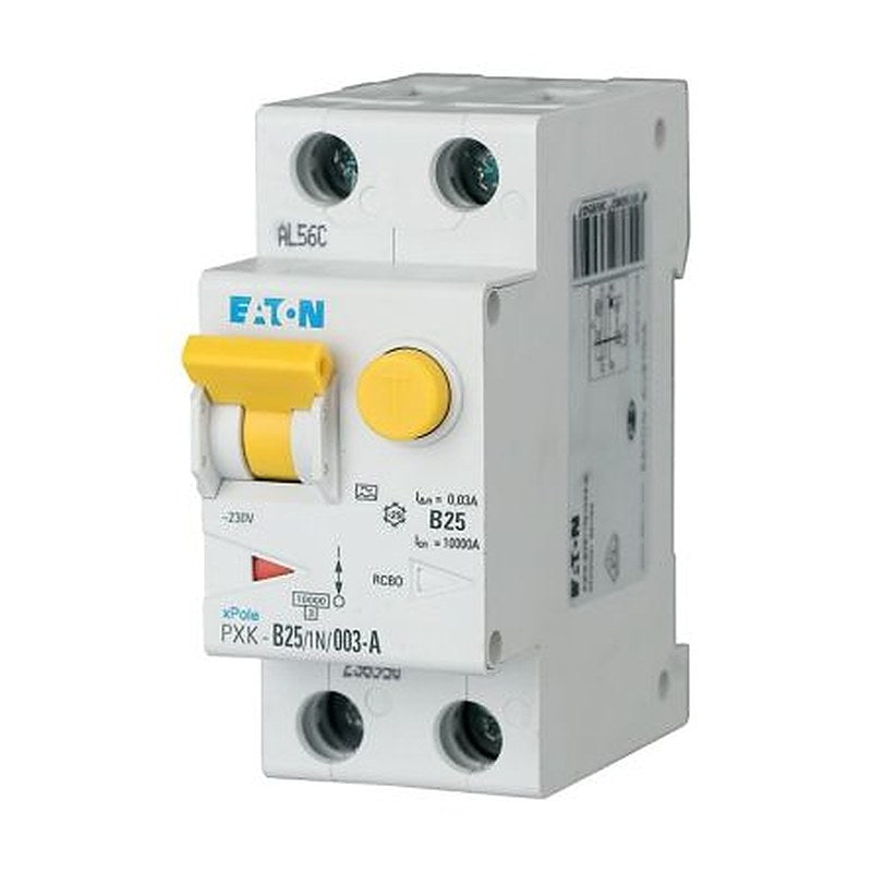 Eaton Residual Current Circuit Breaker with Overload Protection, 25A Current Rating, 1-Pole, 300 mA Trip Sensitivity,