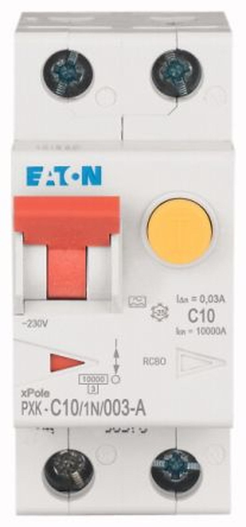 Eaton Residual Current Circuit Breaker with Overload Protection, 10A Current Rating, 1-Pole, 30 mA Trip Sensitivity,
