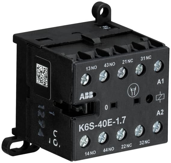 ABB GJH Series Contactor Relay, 4 No. Contact Configuration, 4A Contact Current Rating - GJH1213001R7401 This contactor relay is a compact solution designed for reliable control tasks in various industrial and commercial applications. With dimensions of 46.5mm x 52.5mm x 46.5mm, this four-pole relay operates at a control voltage of 24 V DC and is equipped with screw terminals. The robust design allows it to withstand extreme temperatures ranging from -25°C to +55°C, making it versatile for numerous environm